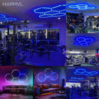 Dimmable Hexagon LED Ceiling Lights – RGB & Multi-Color, Garage/Gym/Gaming