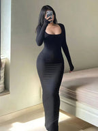 Women's Long-Sleeve Bodycon Maxi Dress