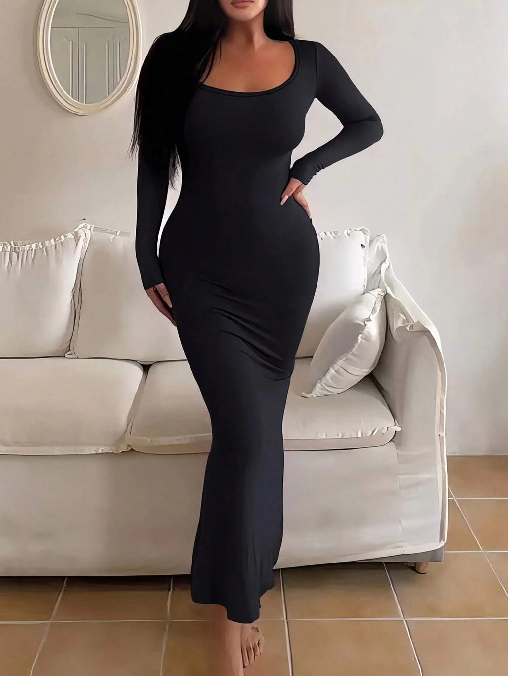 Women's Long-Sleeve Bodycon Maxi Dress