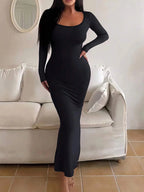 Women's Long-Sleeve Bodycon Maxi Dress