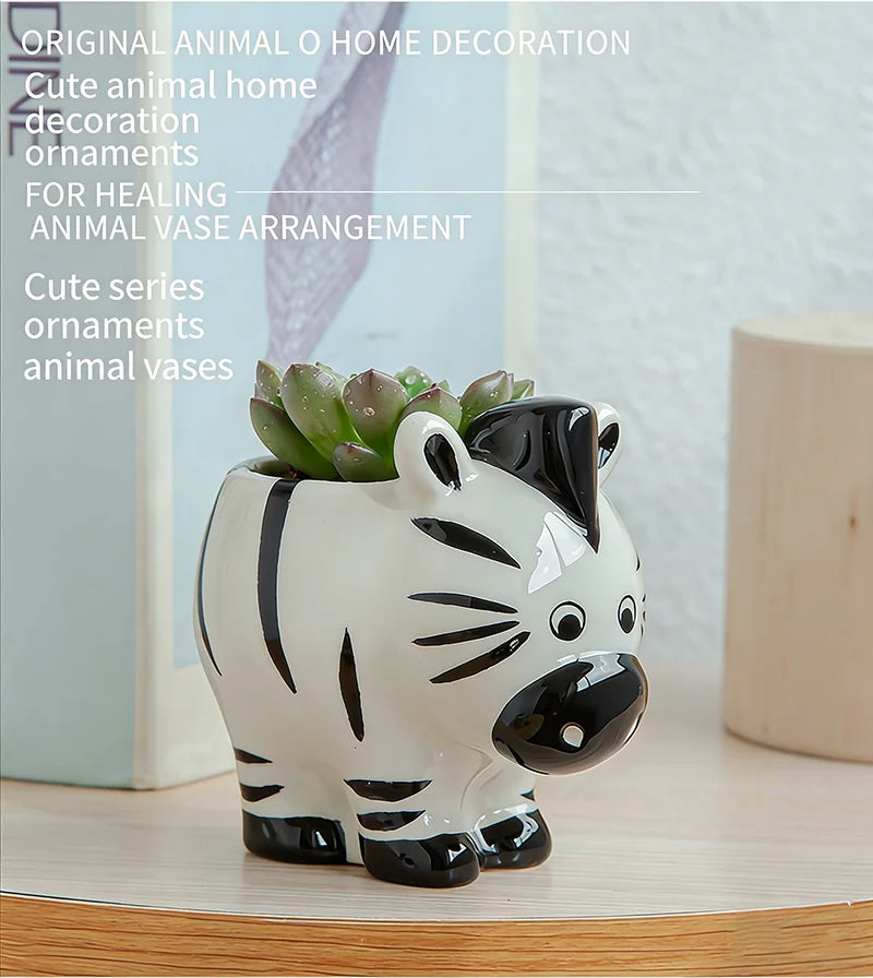 Cute Animal Ceramic Succulent Planter – Balcony & Desktop Home Decor