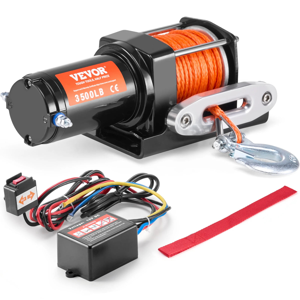 SucceBuy 3500lbs Electric Winch ATV/UTV Wired Car Winch with 39 ft Synthetic Rope Aluminum IP55 Waterproof for Towing Boat Truck