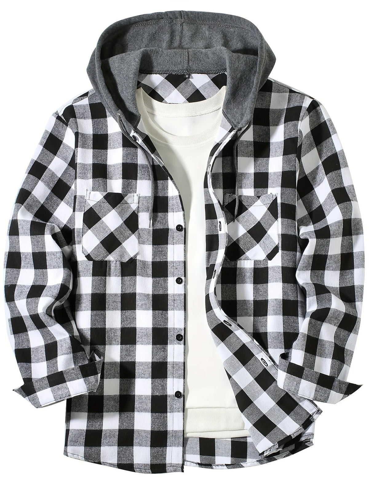 Men's Casual Hooded Shirt – Long Sleeve Loose Fit, S–XXXL