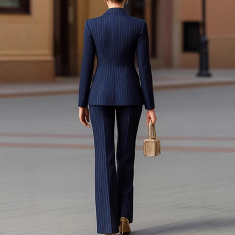 Women's Striped 2-Piece Pant Suit
