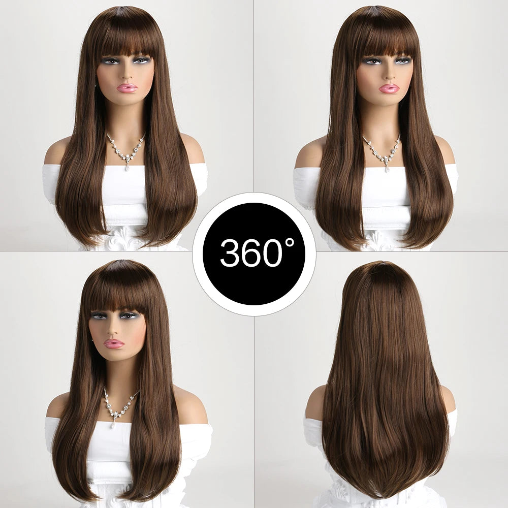 26-Inch Long Straight Colored Wig — Synthetic Fashion Wig for Cosplay, Halloween & Daily Wear