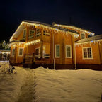 LED Icicle Curtain Lights – Warm White + Cool White Twinkling Outdoor Christmas Festoon Lights