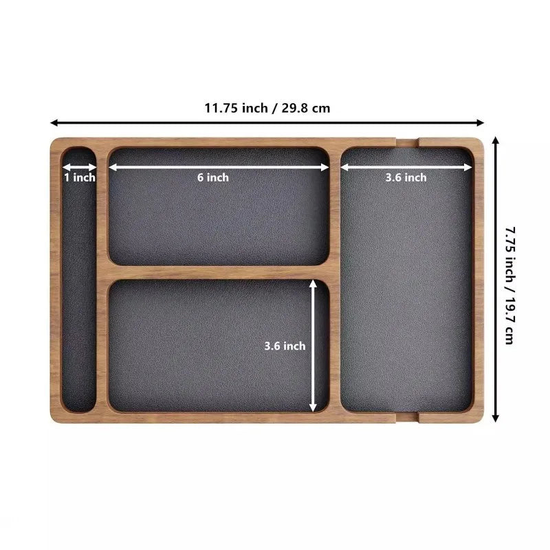 Solid Wood Desktop Organizer & Storage Tray for Home Office