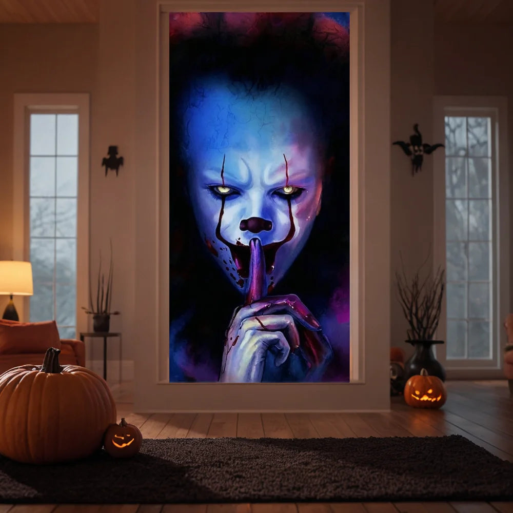 Halloween Door Cover Backdrop — Horror Movie Character Banner 185x90cm
