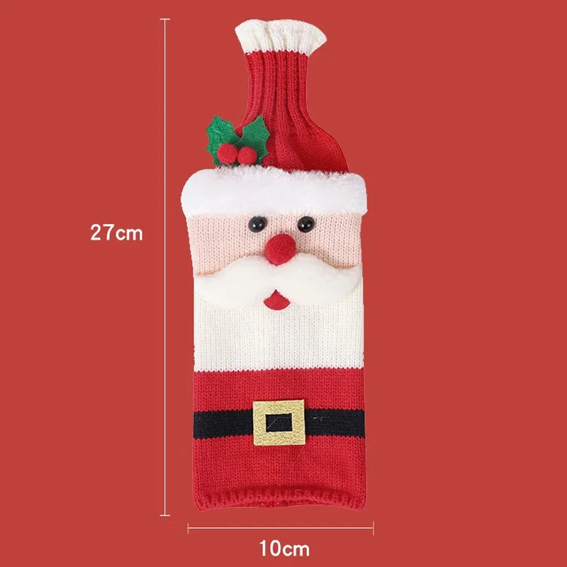 Christmas Wine Bottle Cover – Santa, Snowman & Elk Woven Bottle Bags