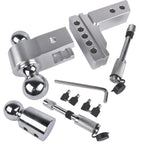 2" Receiver 4" Drop/Rise Adjustable Tri-Ball Trailer Hitch – 12,500 LBS, Aluminum with Stainless Locks