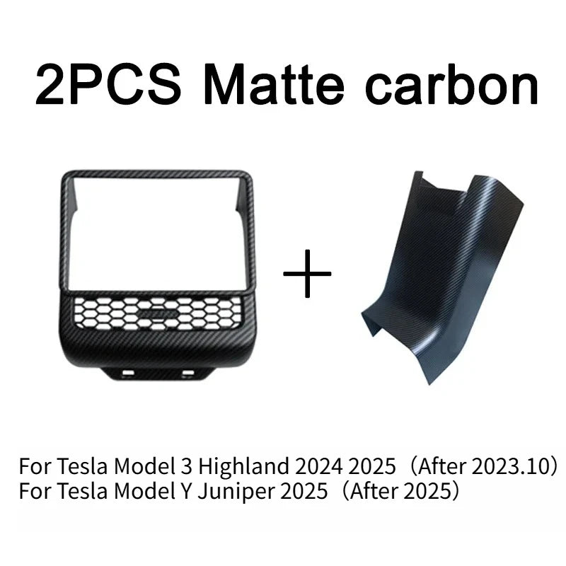 Rear Screen Cover & Back Air Vent Trim for Tesla Model Y Juniper & Model 3 Highland (2024–2026)