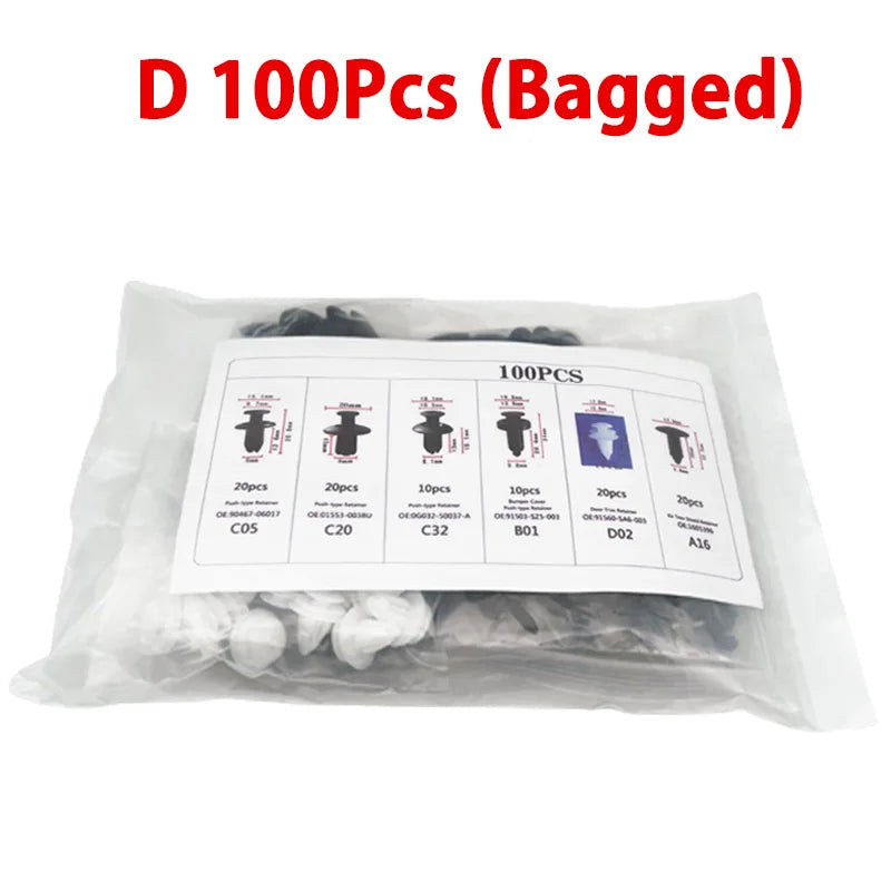 50 or 100pcs Auto Fastener Assortment
