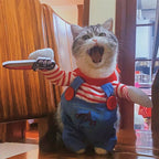 Halloween Cosplay Jumpsuit for Cats & Small Dogs – Soft Printed Costume