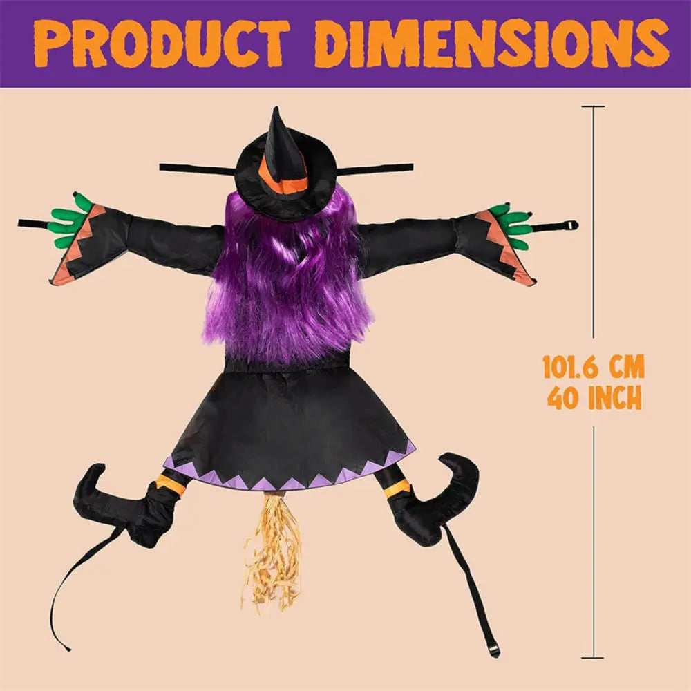 Halloween Crashing Witch Into Tree Outdoor Decoration