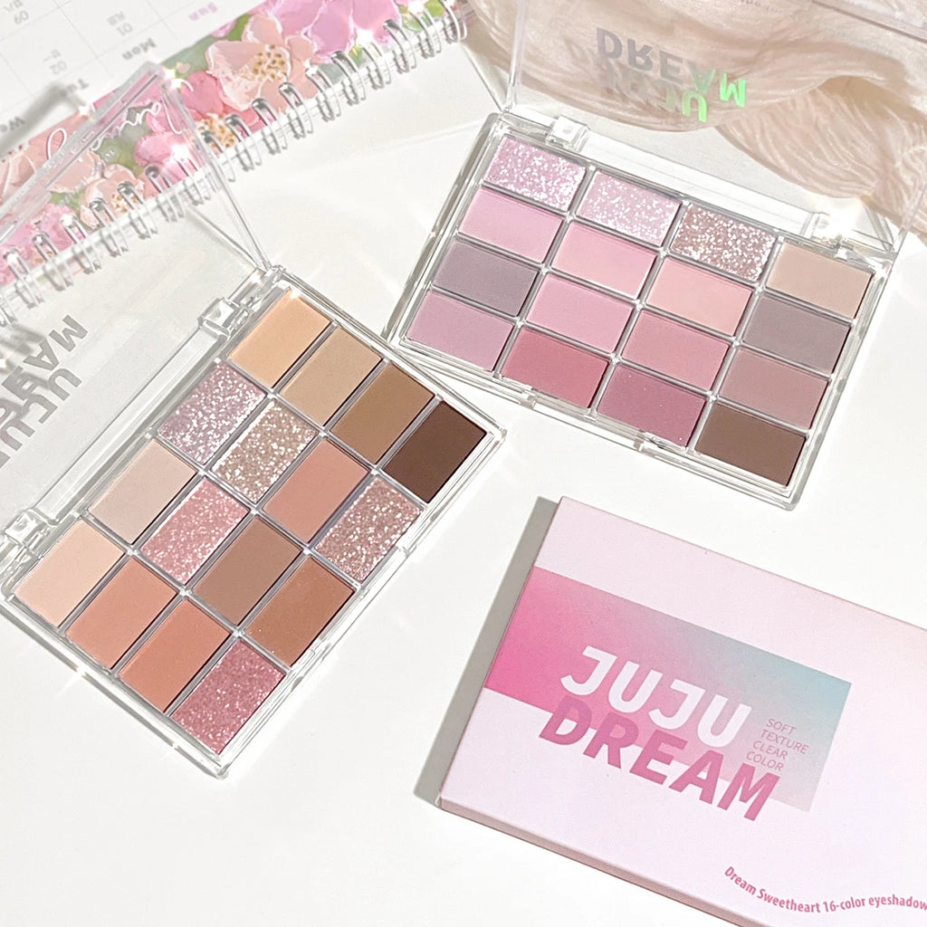 16-Color Earth Tone Eyeshadow Palette – Matte & Shimmer