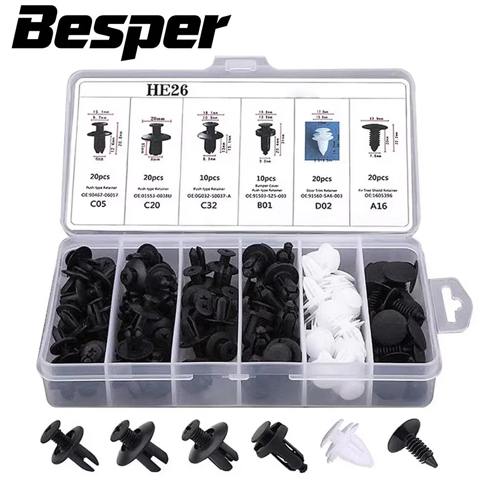 50 or 100pcs Auto Fastener Assortment