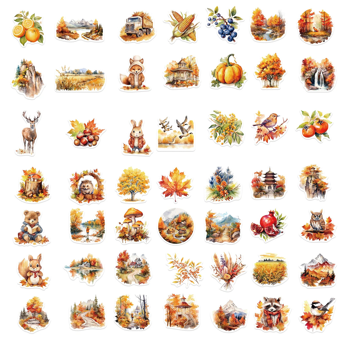 50-Piece Thanksgiving & Fall Sticker Set