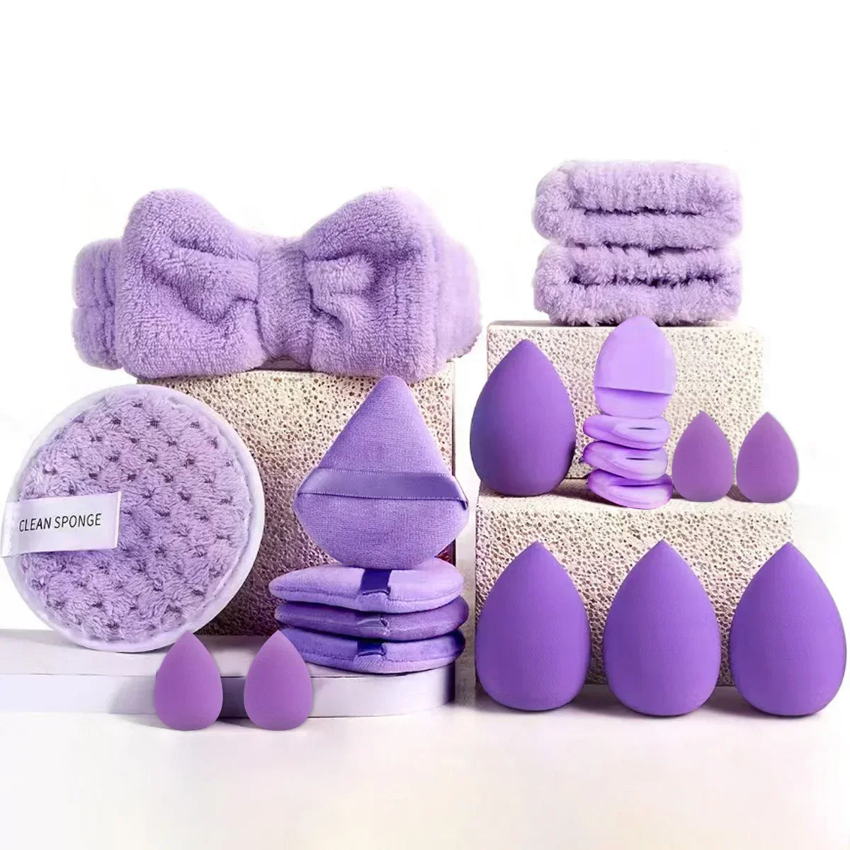 Makeup Brush & Beauty Sponge Set – Multiple Sizes & Colors