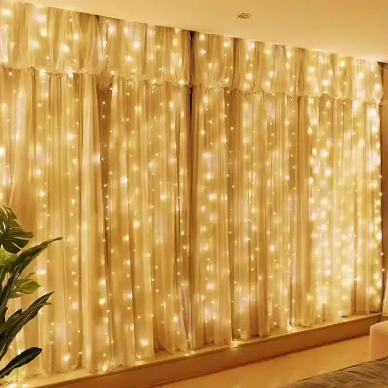 USB LED Curtain String Lights – 8 Modes for Holiday, Party & Room Décor