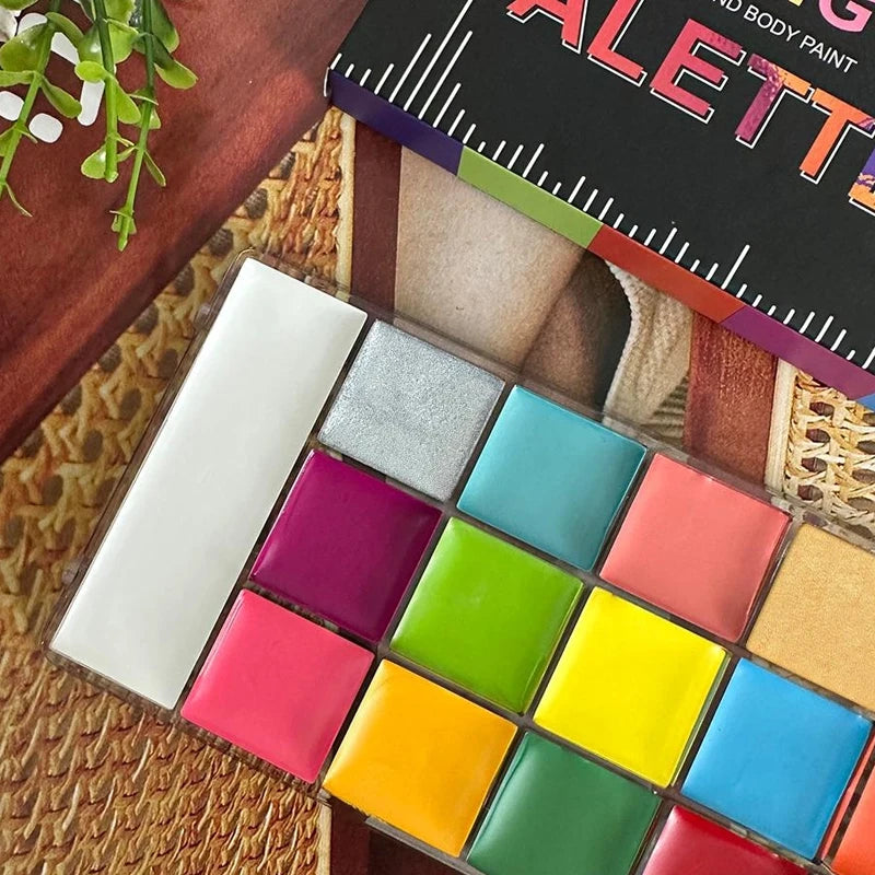 VERONNI 20-Color Face & Body Paint Palette — SFX Oil Makeup Kit with Brushes