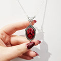 Red Crystal Skeleton Pendant Necklace — Gothic Fashion Jewellery for Women | Parties & Halloween