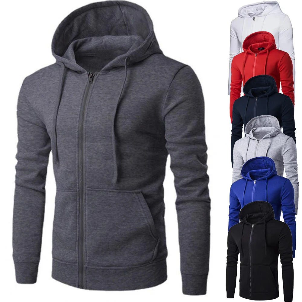Men's Zip-Up Hoodie Sweatshirt – Slim Fit Casual Jacket
