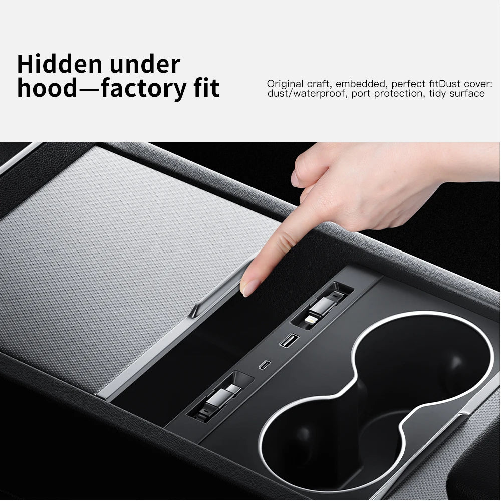 45W Fast-Charge USB Hub & Docking Station for Tesla Model 3, Y & Highland 2025