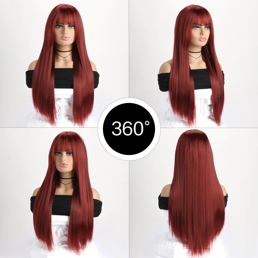 26-Inch Long Straight Colored Wig — Synthetic Fashion Wig for Cosplay, Halloween & Daily Wear