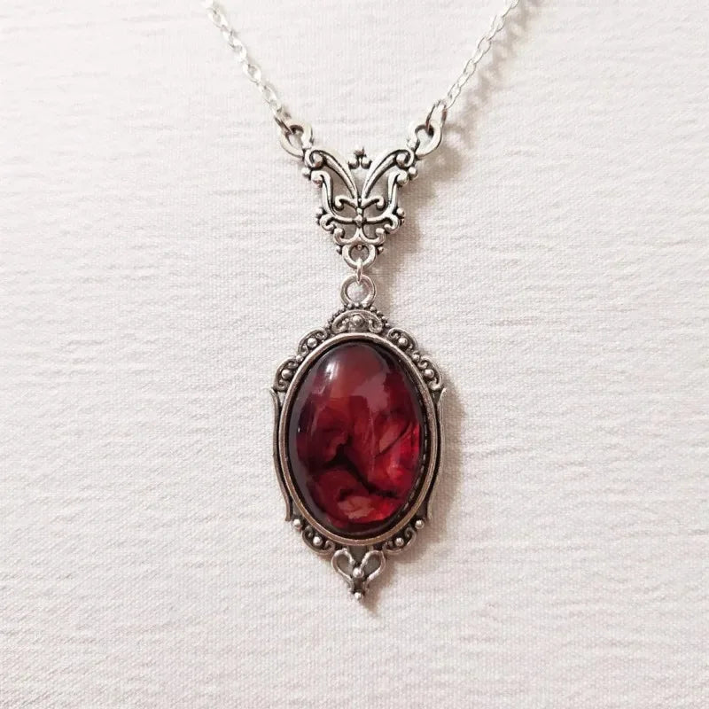 Red Crystal Skeleton Pendant Necklace — Gothic Fashion Jewellery for Women | Parties & Halloween