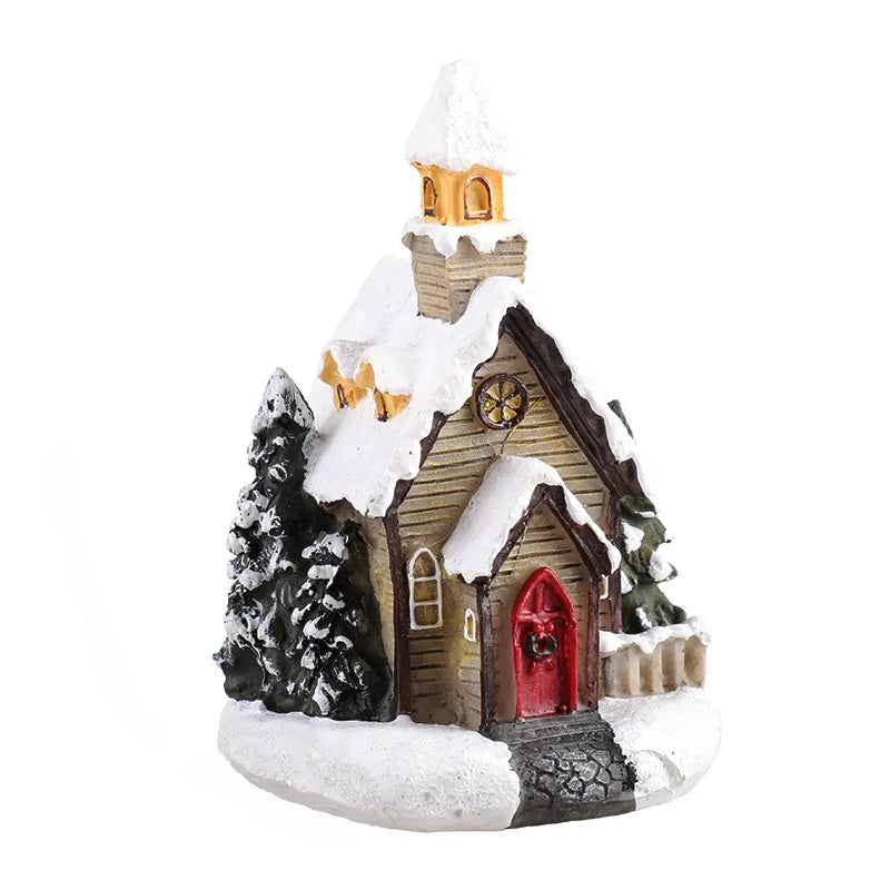 LED Christmas Village House Miniature – Glowing Resin Holiday Decoration