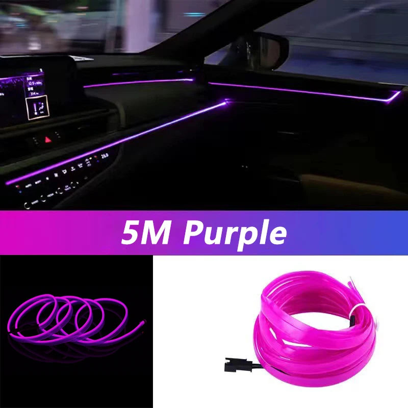 5M Neon LED Car Interior Strip Lights – Flexible Ambient USB Atmosphere Diode