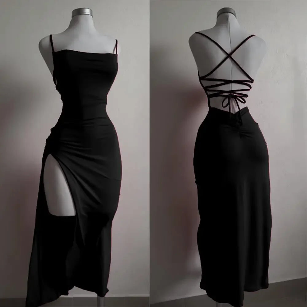 Women's Halter Strap Bodycon Midi Dress