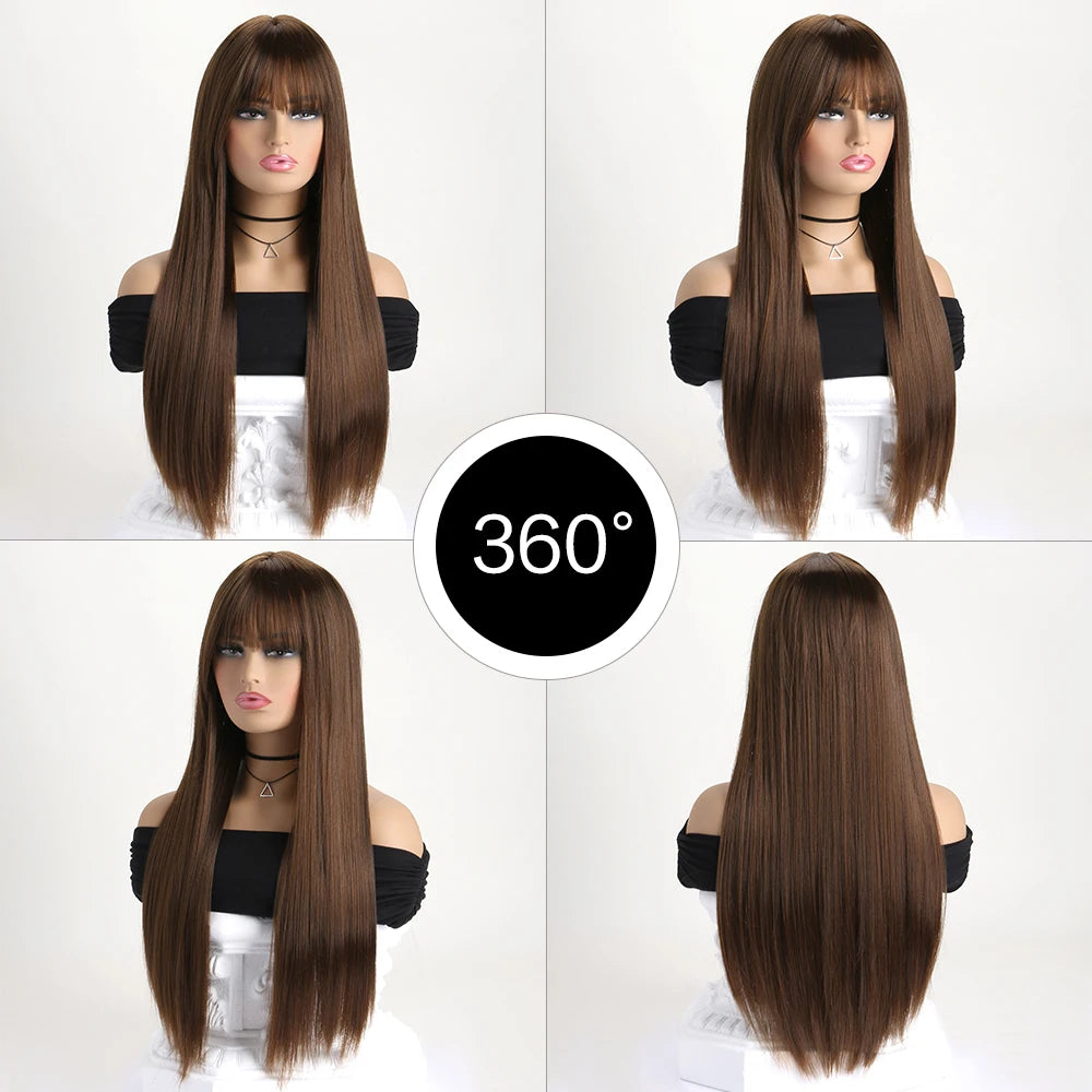 26-Inch Long Straight Colored Wig — Synthetic Fashion Wig for Cosplay, Halloween & Daily Wear