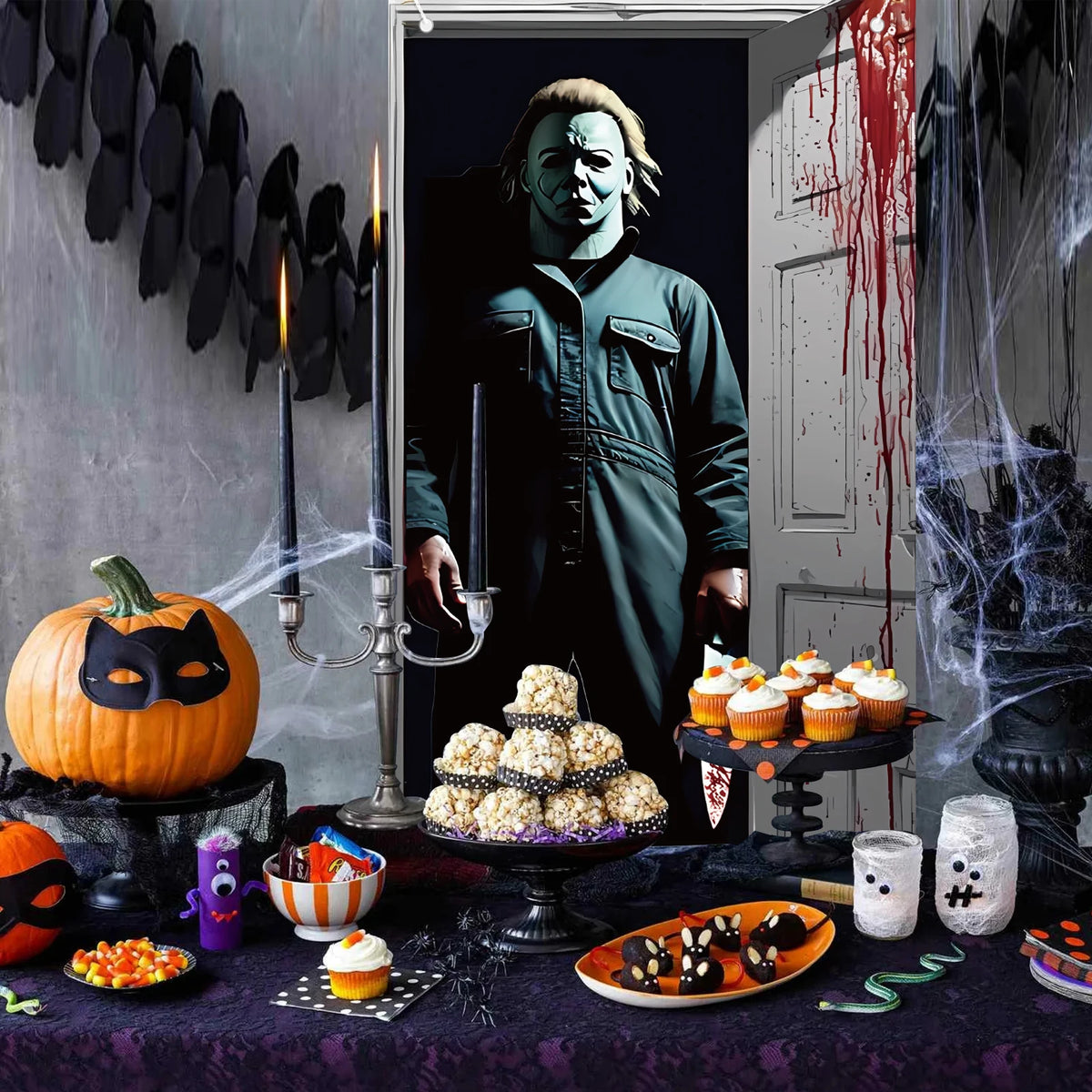Scary Halloween Door Cover — Horror Movie Character Door Banner