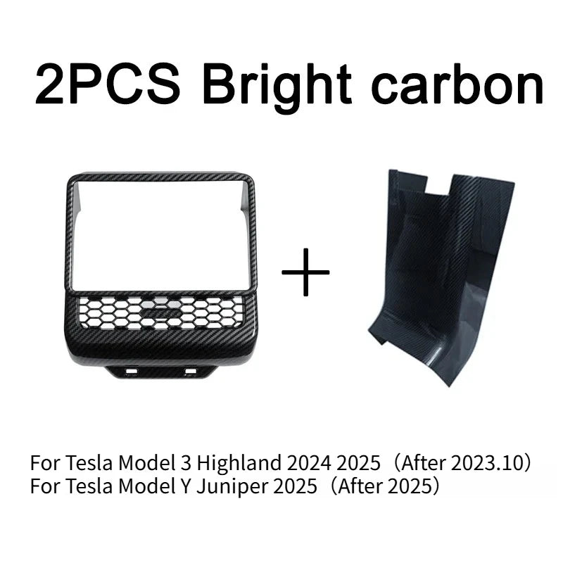 Rear Screen Cover & Back Air Vent Trim for Tesla Model Y Juniper & Model 3 Highland (2024–2026)