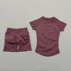 Histello 2-Piece Seamless Yoga Set – Short Sleeve & Shorts