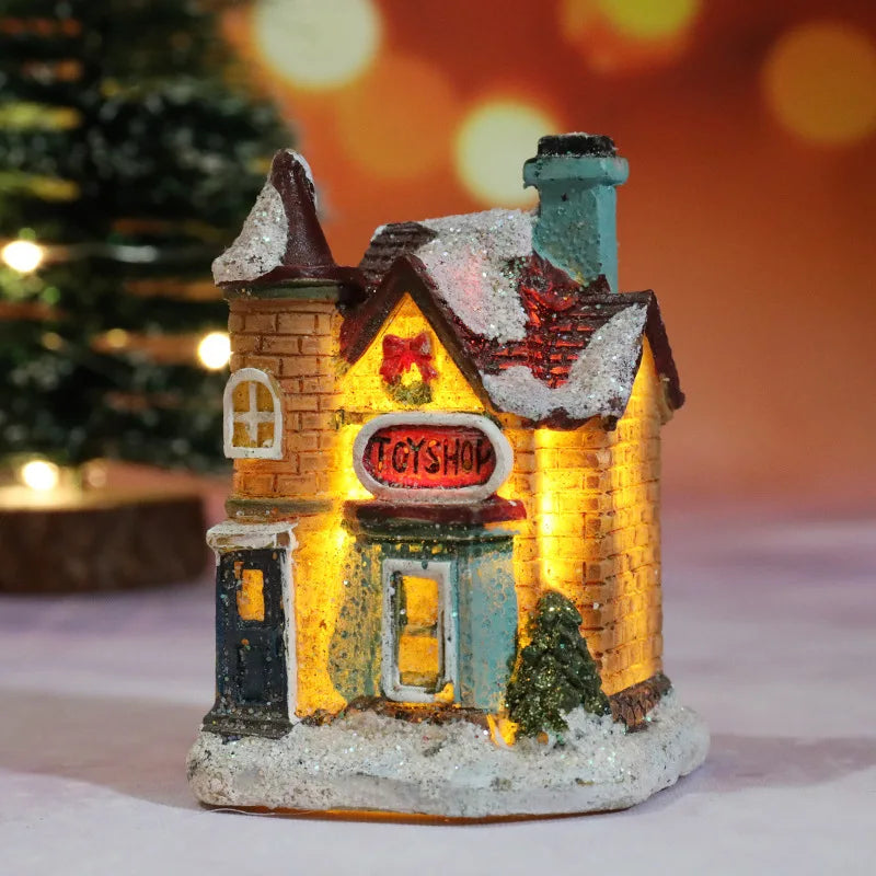 LED Christmas Village House Miniature – Glowing Resin Holiday Decoration