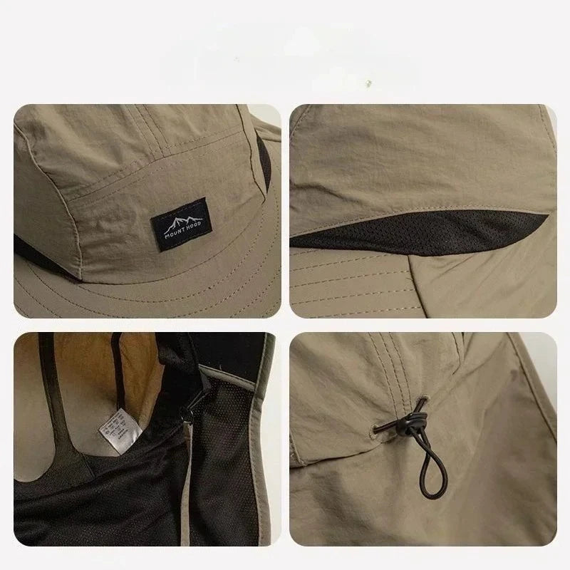 Wide Brim Bucket Hat with Neck Flap – Unisex Sun Protection Cap