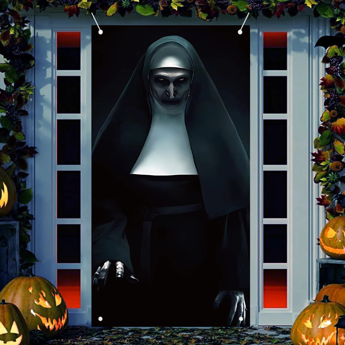 Halloween Nun Door Cover — Terror Ghost Door Banner Decoration