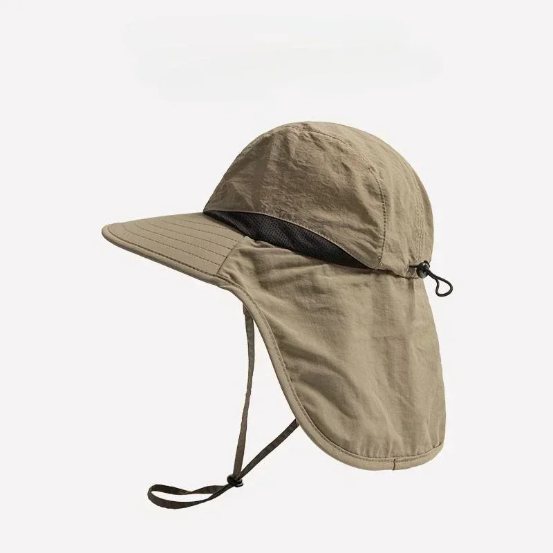 Wide Brim Bucket Hat with Neck Flap – Unisex Sun Protection Cap
