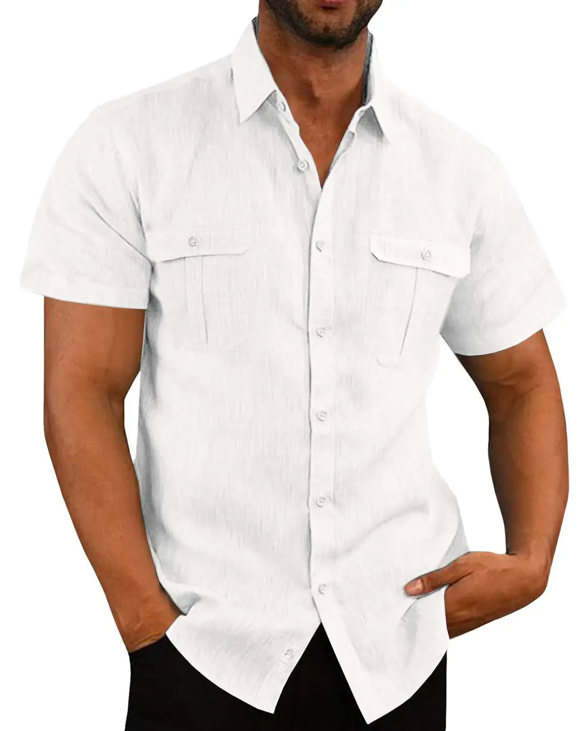 Men's Linen Short-Sleeve Shirt – Casual Beach Style