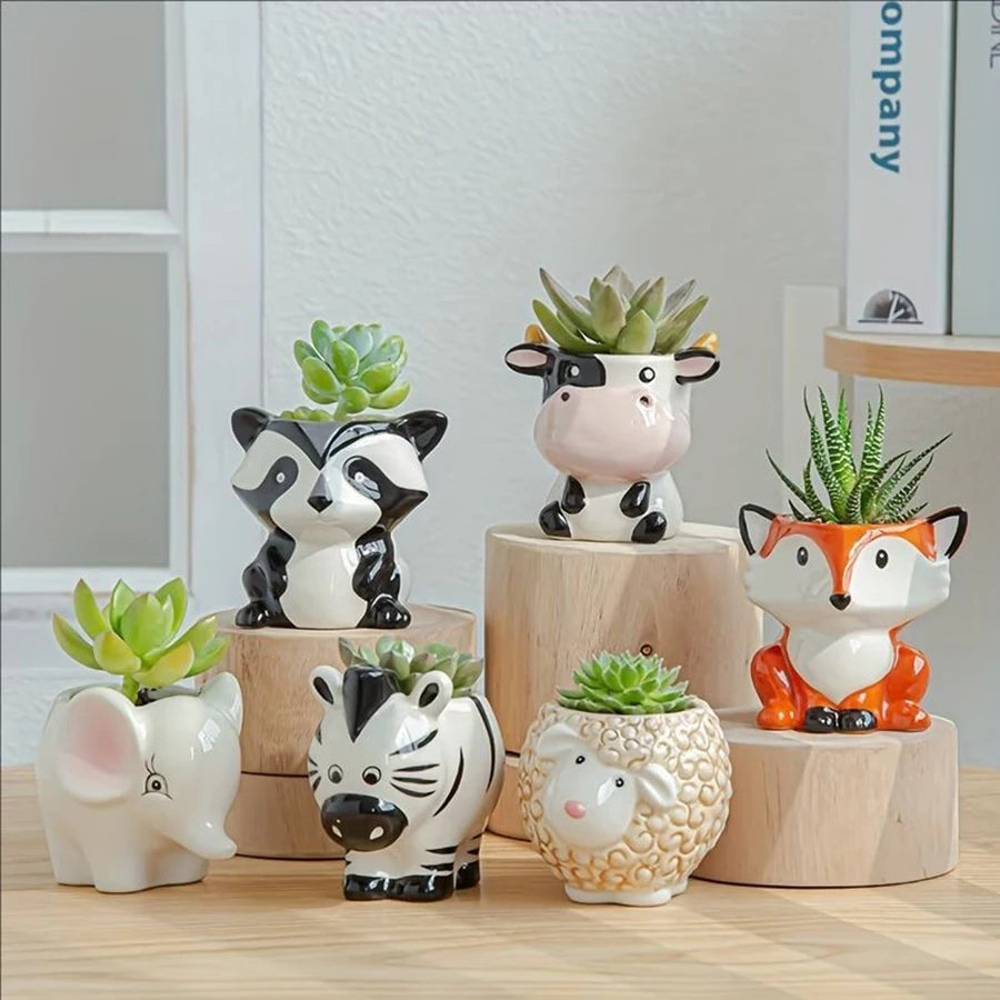 Cute Animal Ceramic Succulent Planter – Balcony & Desktop Home Decor