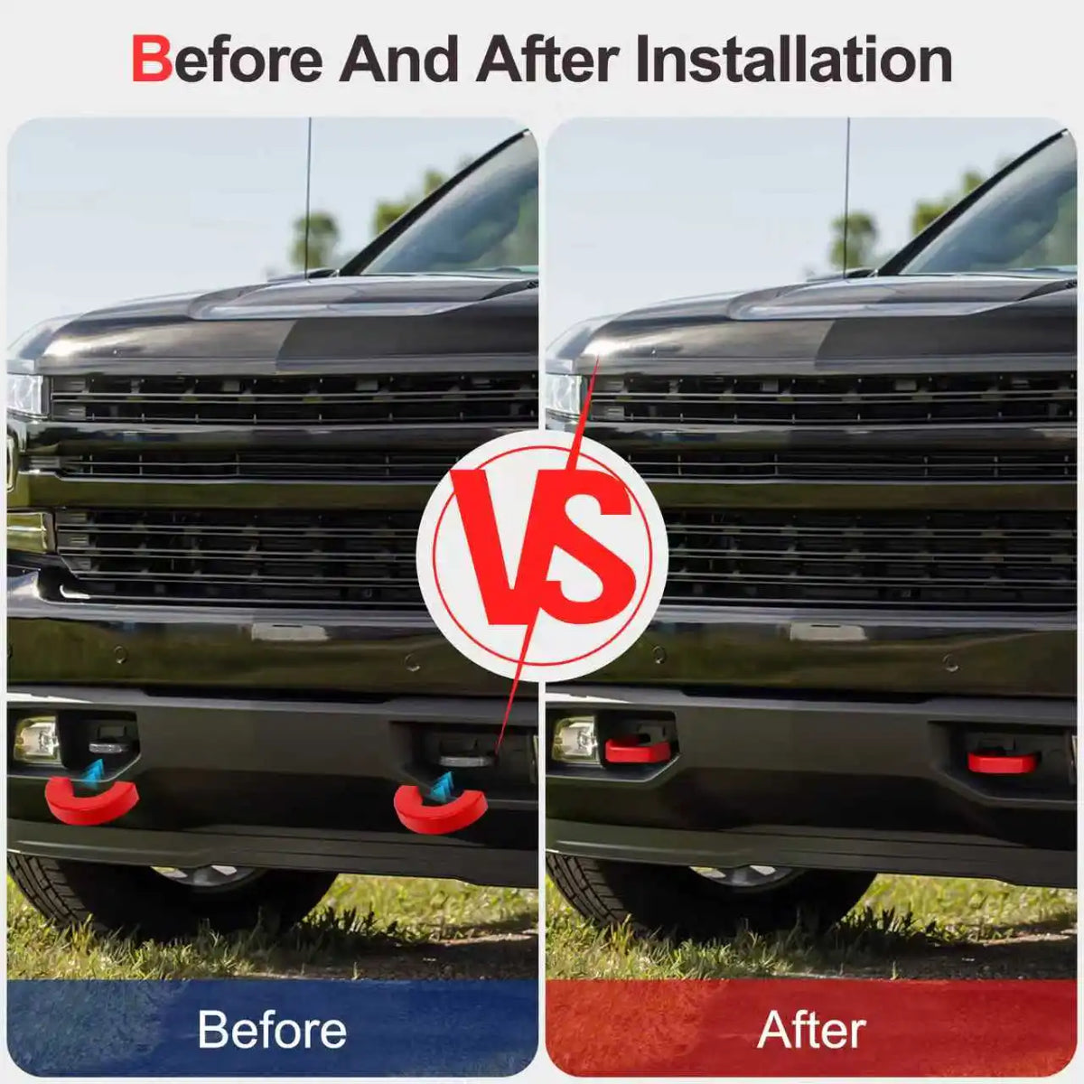Tow Hitch Covers for Chevy Silverado 1500 & GMC Sierra 1500 – Silicone Tow Hook Accessories (Green or Red)