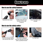 2-in-1 Car Safety Hammer & Seat Belt Cutter – Emergency Escape Tool