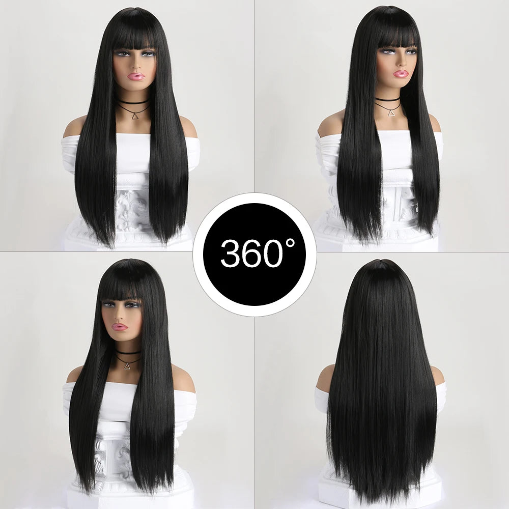 26-Inch Long Straight Colored Wig — Synthetic Fashion Wig for Cosplay, Halloween & Daily Wear