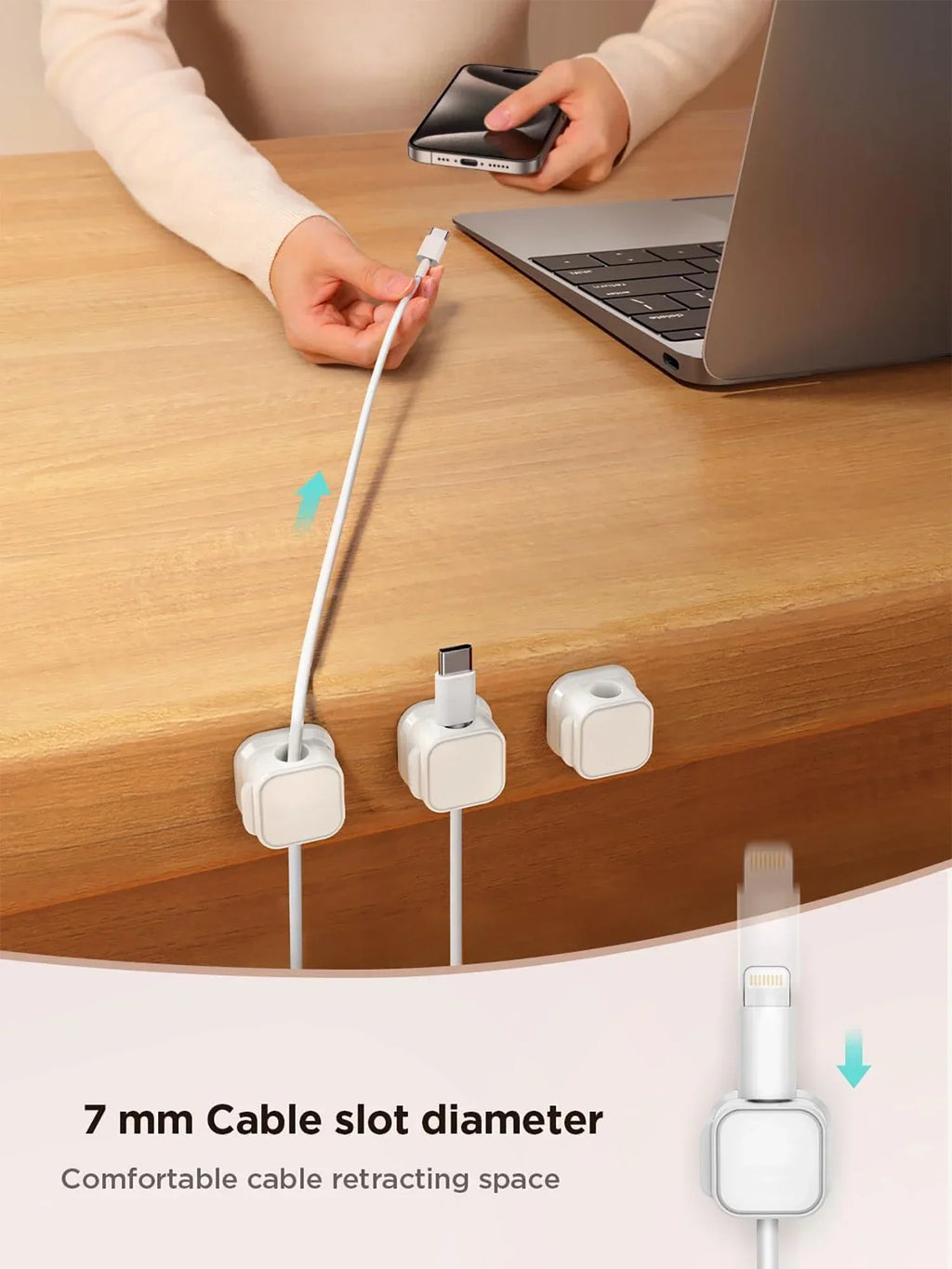 Adhesive Cable Clips – Under-Desk Cord Management Organizer
