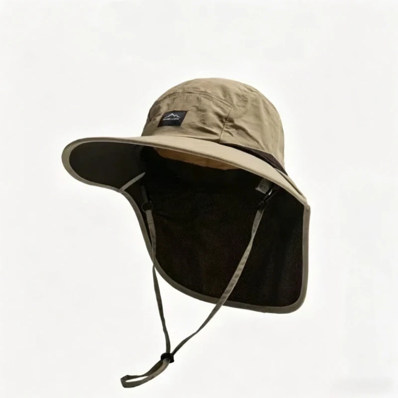 Wide Brim Bucket Hat with Neck Flap – Unisex Sun Protection Cap