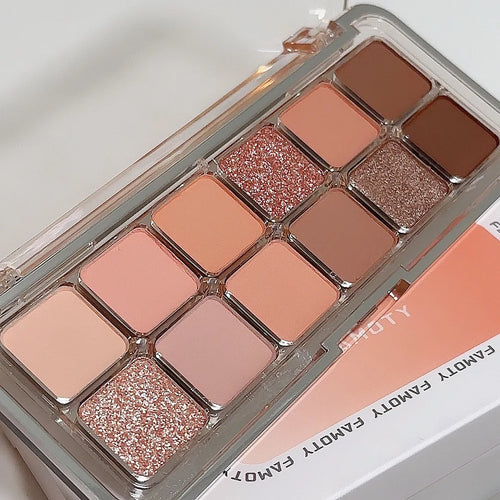 12-Color Matte Eyeshadow Palette – Earth & Apricot Tones