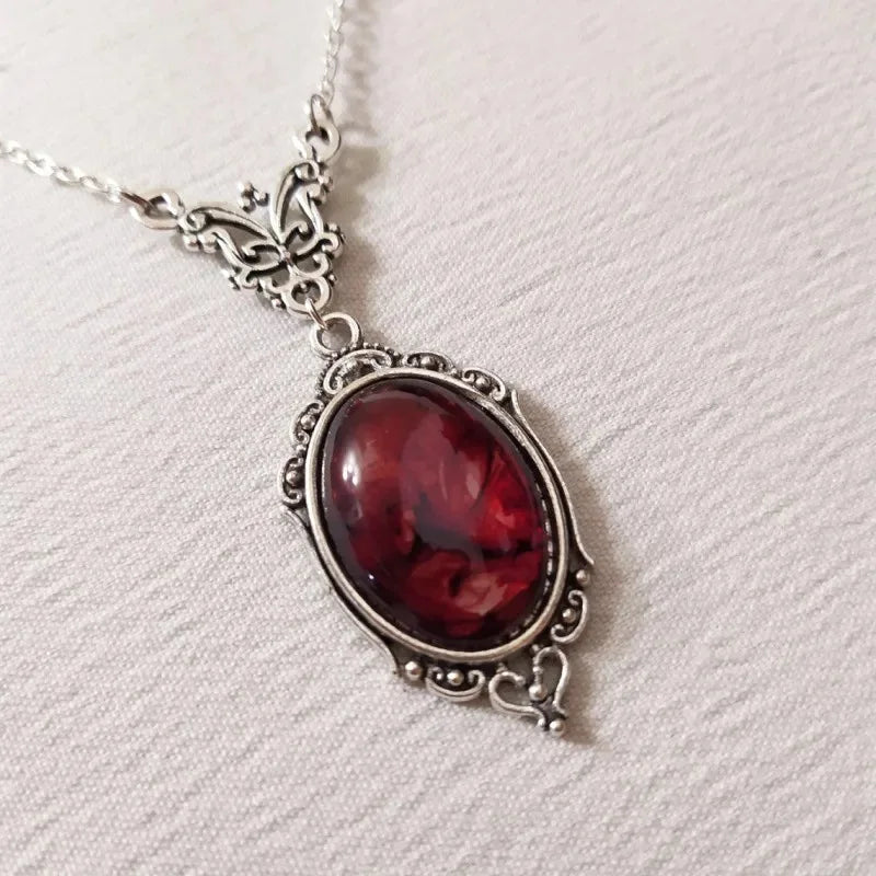 Red Crystal Skeleton Pendant Necklace — Gothic Fashion Jewellery for Women | Parties & Halloween