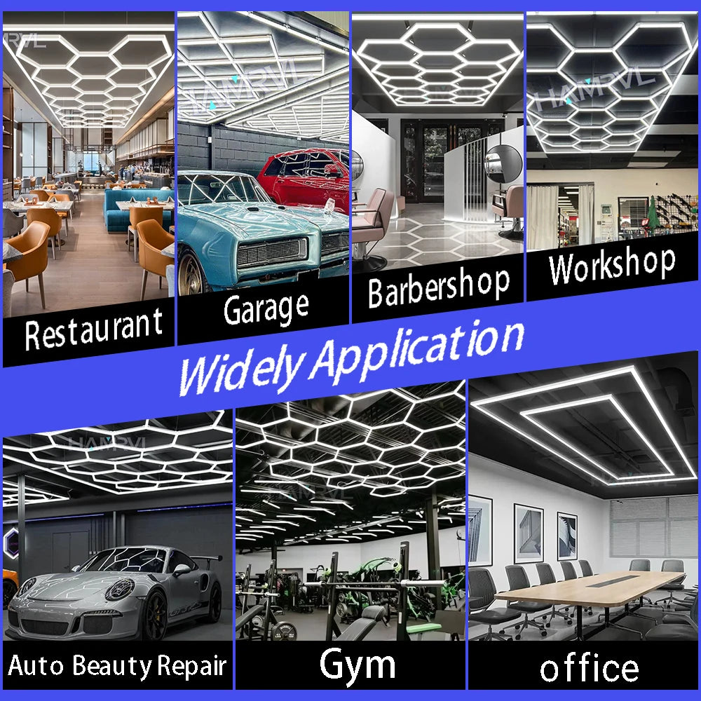 Dimmable Hexagon LED Ceiling Lights – RGB & Multi-Color, Garage/Gym/Gaming
